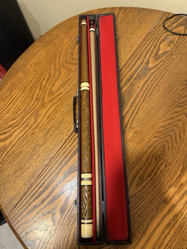 Vintage wood pool cue carved - vintage,