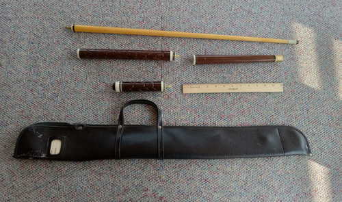 Vintage carved wood pool cue - pool,