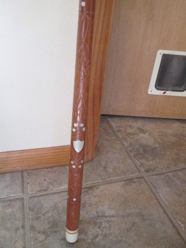 Vintage wood carved pool cue - pool,